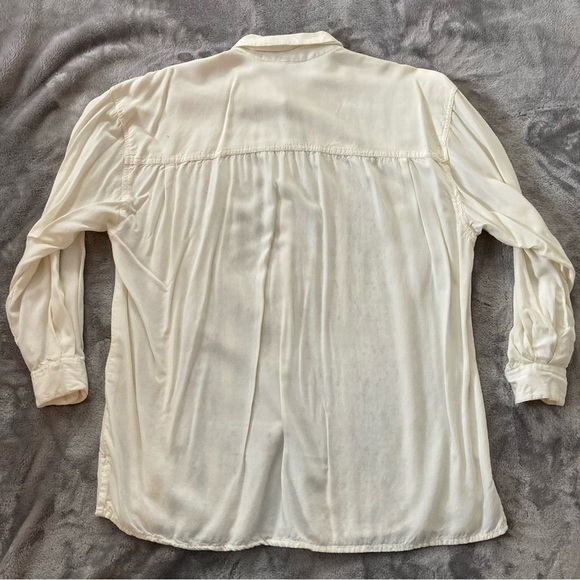 Vintage Forenza Lace Panel Button Up Blouse Cream Rayon Cotton Size Medium - Picture 4 of 9